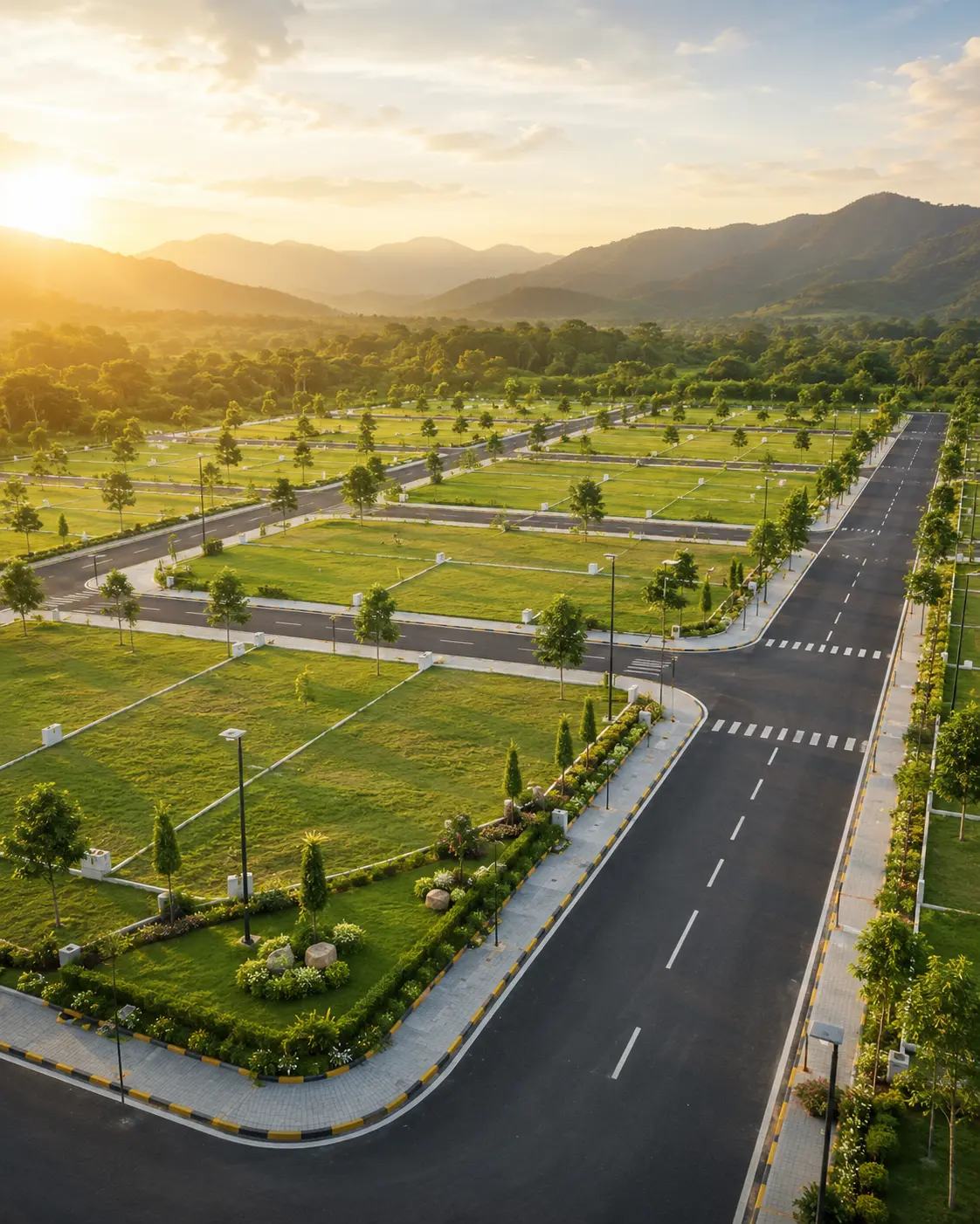 Planned land development and infrastructure roads